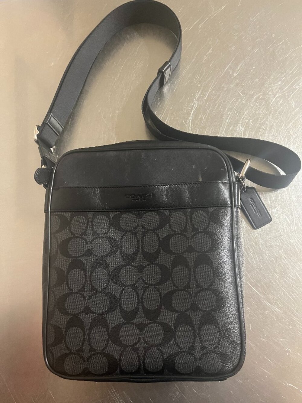 COACH Houston Flight Black Men's Shoulder Crossbody Messenger Bag